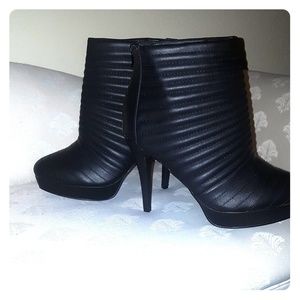 Black Leather Stiletto Booties
